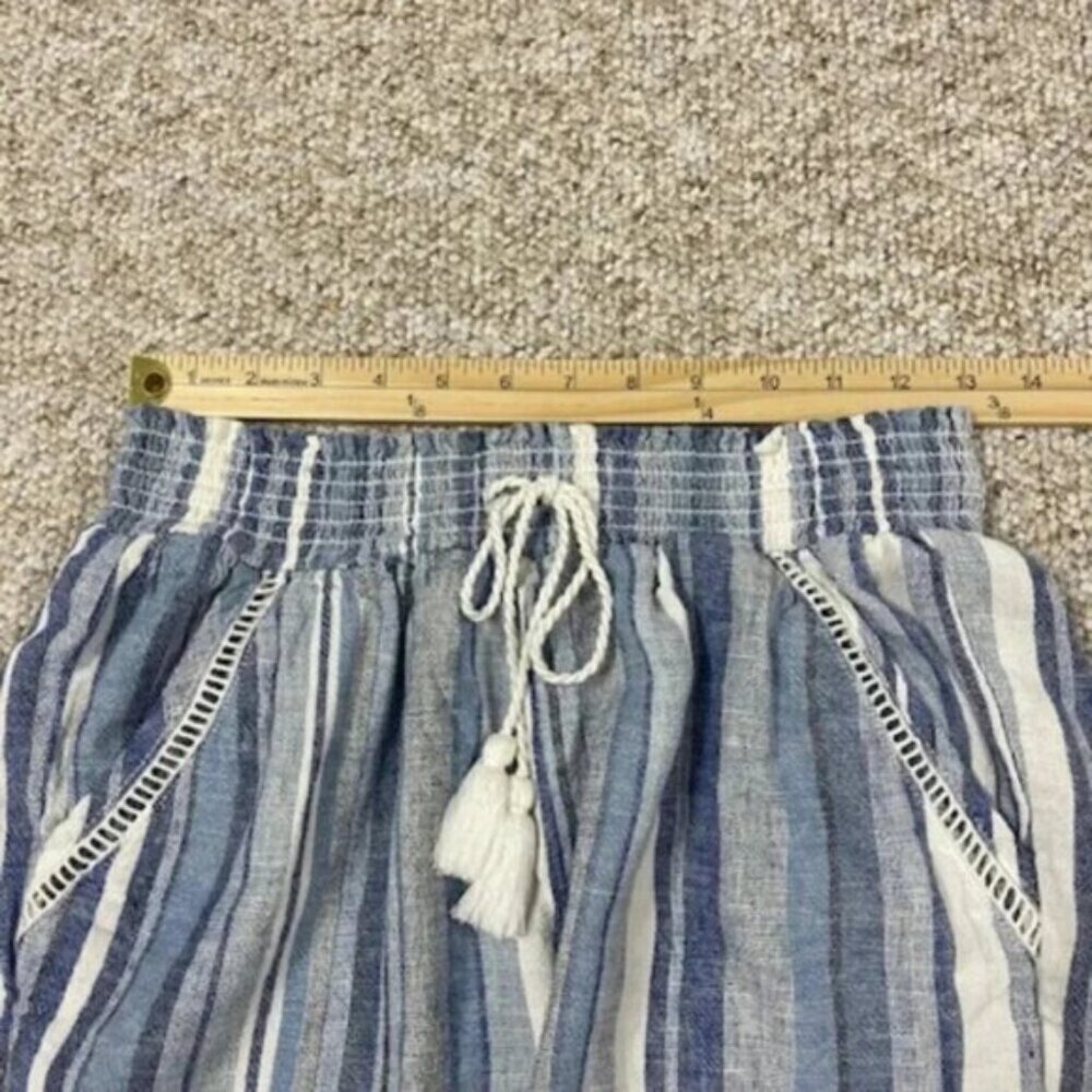 Briggs Women's Linen Blend Pull-On Shorts with Pockets Size Small Blue Stripe - Picture 4 of 8